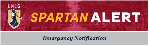 Spartan Alert emergency alert message example.
